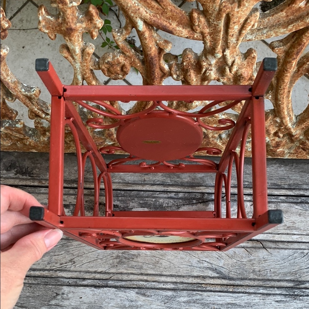 Red Farmhouse Wrought Iron Wine Rack - Picture 12 of 14